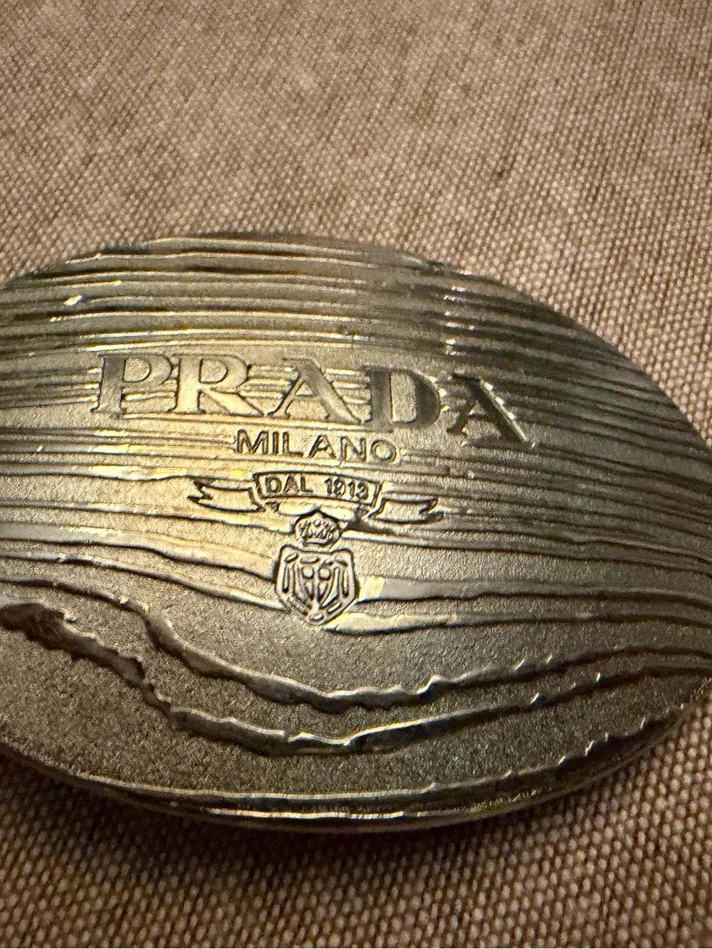 Prada Silver-Tone Oval Logo Belt Buckle